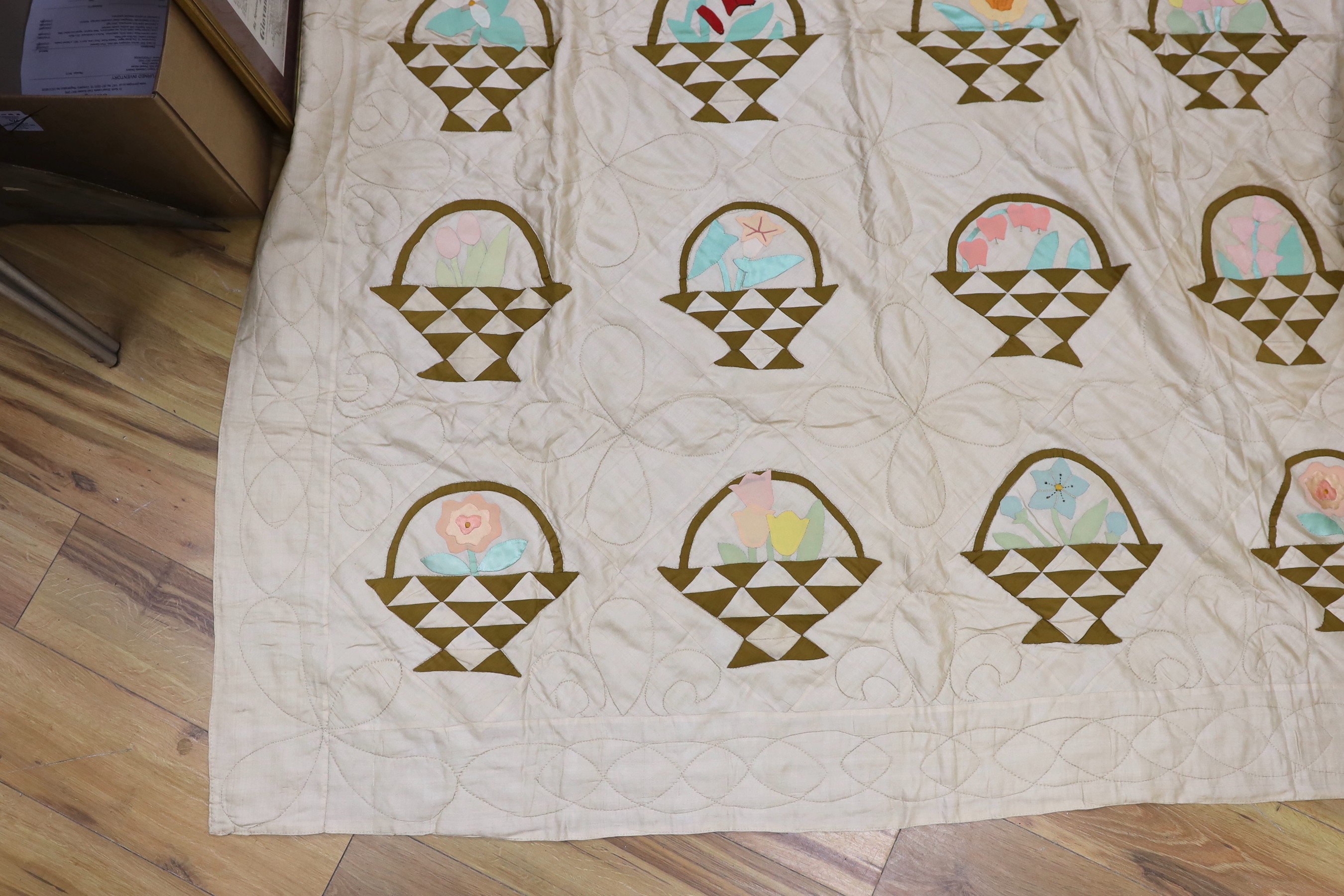 A North American embroidered silk quilt